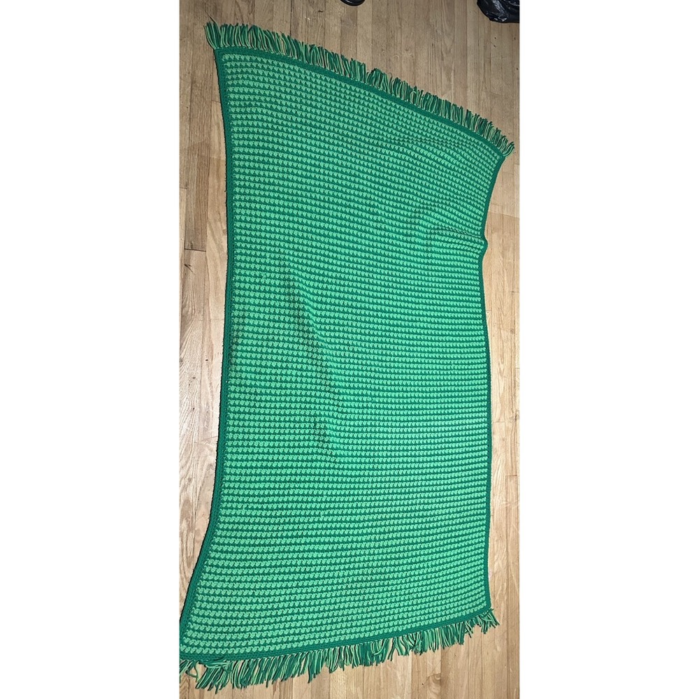 Handmade Crocheted Afghan Throw Blanket - 75x40"‎ Green
